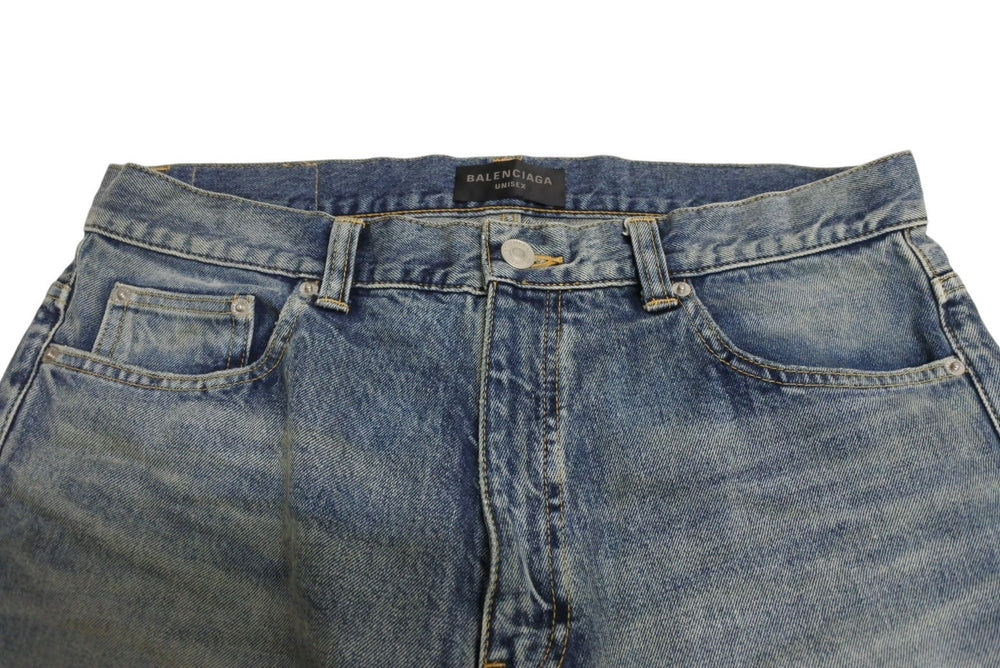BALENCIAGA Flare denim pants 697829 Size M 22AW Washed Indigo Blue Good Condition Used 4c069827