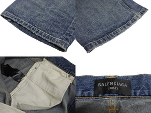 BALENCIAGA バレンシアガ フレアデニムパンツ 697829 サイズM 22AW ウォッシュ加工 インディゴブルー 美品 中古 4c069827