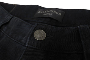 極美品 BALENCIAGA バレンシアガ DENIM SIZE STICKER BAGGY LARGE BAGGY FIT デニムパンツ 767977 サイズS ウォッシュ加工 中古 4c069829