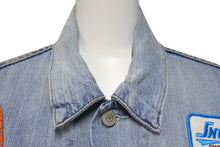 画像をギャラリービューアに読み込む, GUITAR BOY ギターボーイ パッチ ワッペン 刺繍 デニム ジャケット Gジャン ブルー コットン サイズ2 美品 中古 4c069854