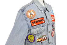 画像をギャラリービューアに読み込む, GUITAR BOY ギターボーイ パッチ ワッペン 刺繍 デニム ジャケット Gジャン ブルー コットン サイズ2 美品 中古 4c069854