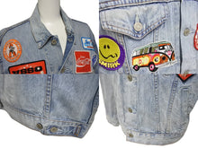 画像をギャラリービューアに読み込む, GUITAR BOY ギターボーイ パッチ ワッペン 刺繍 デニム ジャケット Gジャン ブルー コットン サイズ2 美品 中古 4c069854