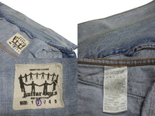 画像をギャラリービューアに読み込む, GUITAR BOY ギターボーイ パッチ ワッペン 刺繍 デニム ジャケット Gジャン ブルー コットン サイズ2 美品 中古 4c069854