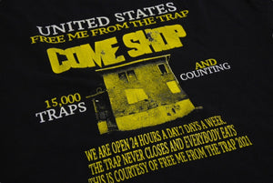 極美品 FREE ME FROM THE TRAP フリーミーフロムザトラップ 半袖Tシャツ コットン ブラック イエロー サイズL 中古 4c069875