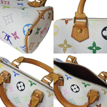 画像をギャラリービューアに読み込む, LOUIS VUITTON ルイヴィトン ミニスピーディ ミニボストンバッグ M92645 PVC ヌメ革 ホワイト マルチカラー 美品 中古 4c069881