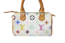 画像をギャラリービューアに読み込む, LOUIS VUITTON ルイヴィトン ミニスピーディ ミニボストンバッグ M92645 PVC ヌメ革 ホワイト マルチカラー 美品 中古 4c069881