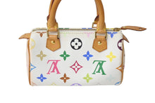 画像をギャラリービューアに読み込む, LOUIS VUITTON ルイヴィトン ミニスピーディ ミニボストンバッグ M92645 PVC ヌメ革 ホワイト マルチカラー 美品 中古 4c069881