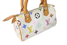 画像をギャラリービューアに読み込む, LOUIS VUITTON ルイヴィトン ミニスピーディ ミニボストンバッグ M92645 PVC ヌメ革 ホワイト マルチカラー 美品 中古 4c069881