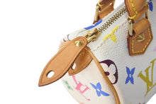 画像をギャラリービューアに読み込む, LOUIS VUITTON ルイヴィトン ミニスピーディ ミニボストンバッグ M92645 PVC ヌメ革 ホワイト マルチカラー 美品 中古 4c069881
