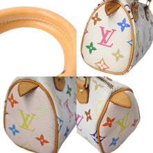 画像をギャラリービューアに読み込む, LOUIS VUITTON ルイヴィトン ミニスピーディ ミニボストンバッグ M92645 PVC ヌメ革 ホワイト マルチカラー 美品 中古 4c069881