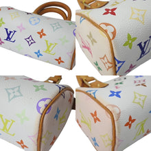 画像をギャラリービューアに読み込む, LOUIS VUITTON ルイヴィトン ミニスピーディ ミニボストンバッグ M92645 PVC ヌメ革 ホワイト マルチカラー 美品 中古 4c069881