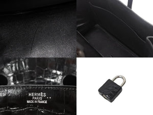 HERMES エルメス バーキン35 ブラック ニロティカス シルバー金具 ハンドバッグ □G刻印 中古 4c700019