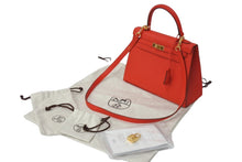 Load image into Gallery viewer, 新品同様 HERMES エルメス ハンドバッグ 外縫い ケリー 25 ルージュドクール レッド エプソン 中古 4c700029