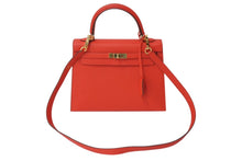 Load image into Gallery viewer, 新品同様 HERMES エルメス ハンドバッグ 外縫い ケリー 25 ルージュドクール レッド エプソン 中古 4c700029
