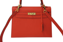Load image into Gallery viewer, 新品同様 HERMES エルメス ハンドバッグ 外縫い ケリー 25 ルージュドクール レッド エプソン 中古 4c700029