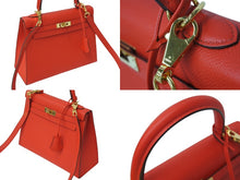 Load image into Gallery viewer, 新品同様 HERMES エルメス ハンドバッグ 外縫い ケリー 25 ルージュドクール レッド エプソン 中古 4c700029