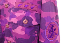 Load image into Gallery viewer, BAPE BY A BATHING APE ベイプ エイプ Yシャツ カモ パープル ピンク コットン 迷彩 サイズL 中古 美品 4c070111