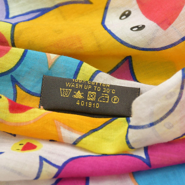LOUIS VUITTON ルイヴィトン コスミック ブラッサム 大判ショール M72515 パレオ 村上隆 モノグラムモチーフ カイカイキキ ストール 美品 中古 4a007029