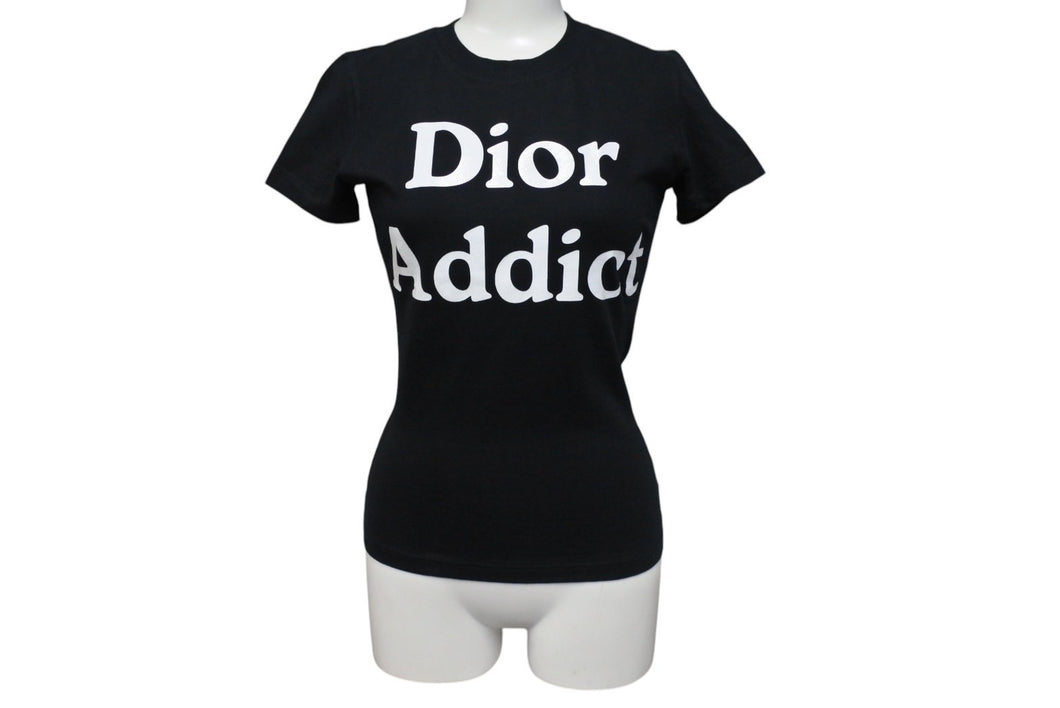 ChristianDior クリスチャンディオール アディクト Tシャツ 2H12155020 イタリア製 コットンブラック サイズ36 美品 中古 4c070455