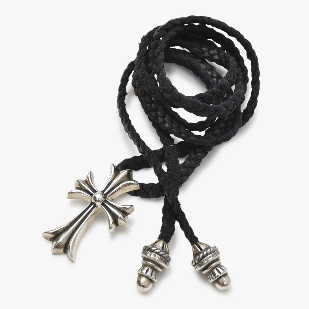 極美品 CHROME HEARTS クロムハーツ スモール CHクロス ペンダント ネックレス レザーブレード シルバー金具 シルバー925 重量約32.42g 中古 4a007046