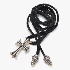 極美品 CHROME HEARTS クロムハーツ スモール CHクロス ペンダント ネックレス レザーブレード シルバー金具 シルバー925 重量約32.42g 中古 4a007046
