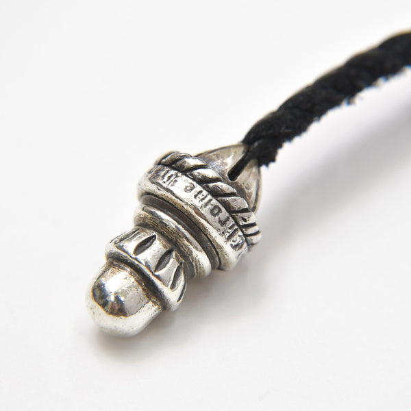 極美品 CHROME HEARTS クロムハーツ スモール CHクロス ペンダント ネックレス レザーブレード シルバー金具 シルバー925 重量約32.42g 中古 4a007046