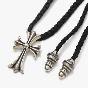 極美品 CHROME HEARTS クロムハーツ スモール CHクロス ペンダント ネックレス レザーブレード シルバー金具 シルバー925 重量約32.42g 中古 4a007046