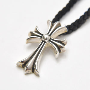 極美品 CHROME HEARTS クロムハーツ スモール CHクロス ペンダント ネックレス レザーブレード シルバー金具 シルバー925 重量約32.42g 中古 4a007046