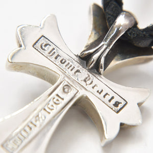 極美品 CHROME HEARTS クロムハーツ スモール CHクロス ペンダント ネックレス レザーブレード シルバー金具 シルバー925 重量約32.42g 中古 4a007046
