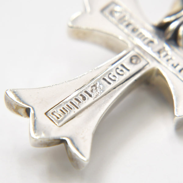 極美品 CHROME HEARTS クロムハーツ スモール CHクロス ペンダント ネックレス レザーブレード シルバー金具 シルバー925 重量約32.42g 中古 4a007046