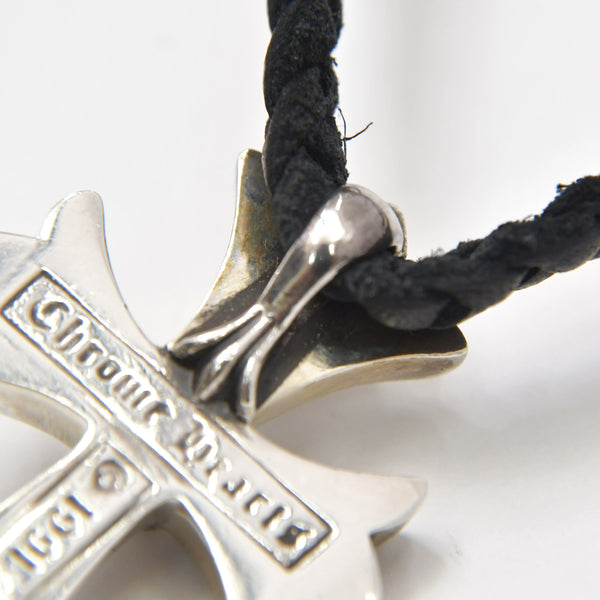 極美品 CHROME HEARTS クロムハーツ スモール CHクロス ペンダント ネックレス レザーブレード シルバー金具 シルバー925 重量約32.42g 中古 4a007046