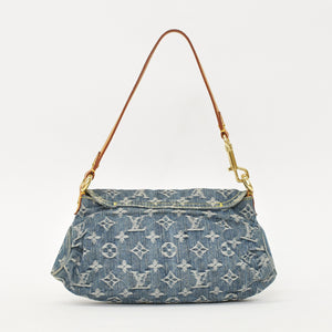 極美品 LOUIS VUITTON ルイヴィトン ミニプリーティ ワンショルダーバッグ M95050 モノグラム デニム インディゴブルー 中古 4a000705