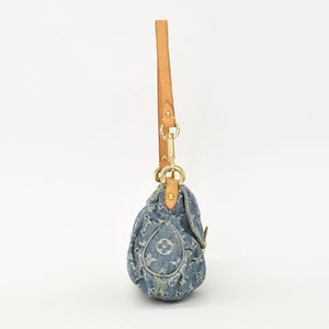 極美品 LOUIS VUITTON ルイヴィトン ミニプリーティ ワンショルダーバッグ M95050 モノグラム デニム インディゴブルー 中古 4a000705