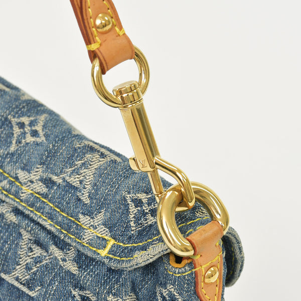 極美品 LOUIS VUITTON ルイヴィトン ミニプリーティ ワンショルダーバッグ M95050 モノグラム デニム インディゴブルー 中古 4a000705