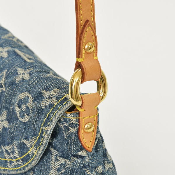 極美品 LOUIS VUITTON ルイヴィトン ミニプリーティ ワンショルダーバッグ M95050 モノグラム デニム インディゴブルー 中古 4a000705