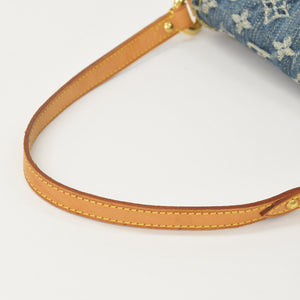 極美品 LOUIS VUITTON ルイヴィトン ミニプリーティ ワンショルダーバッグ M95050 モノグラム デニム インディゴブルー 中古 4a000705