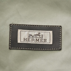 極美品 HERMES エルメス レザーディティール ステンカラーコート PT9010 50サイズ ブラウン セージグリーン シルバー金具 中古 4a007050