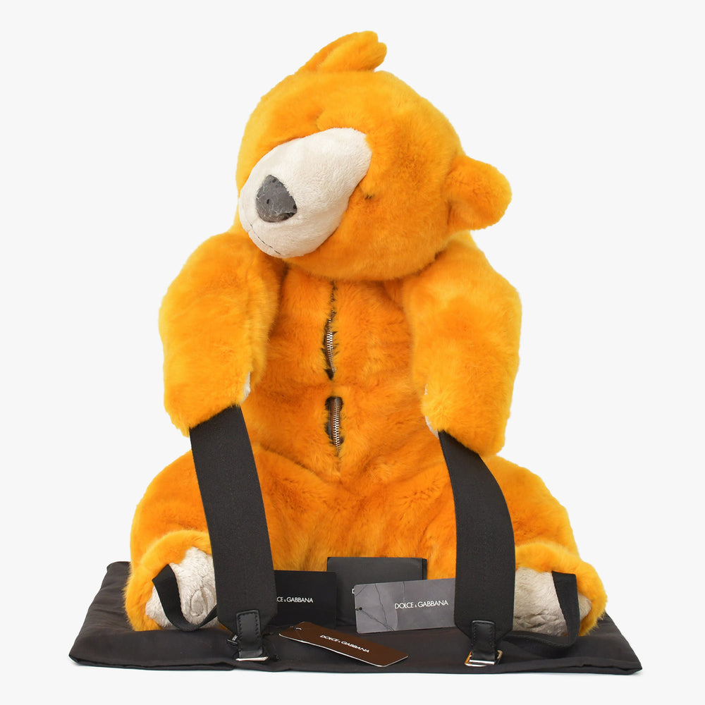 Very good condition Dolce&GDolce &amp; Gabbana bear motif backpack, animal series, fur, orange, used, item number 4a008545