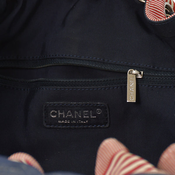 CHANEL シャネル ココカバスGM チェーントートバッグ A46887 13番台 ココマーク デニム キャンバス ストライプ シルバー金具 美品 中古 4b007857