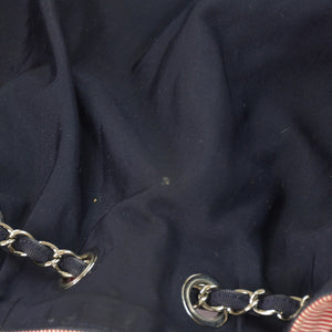CHANEL シャネル ココカバスGM チェーントートバッグ A46887 13番台 ココマーク デニム キャンバス ストライプ シルバー金具 美品 中古 4b007857