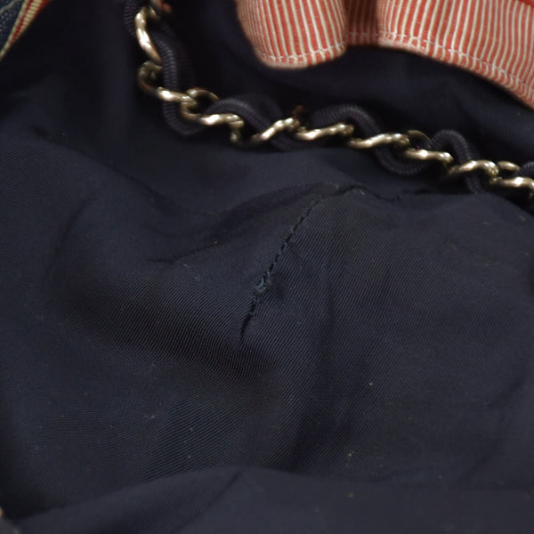 CHANEL シャネル ココカバスGM チェーントートバッグ A46887 13番台 ココマーク デニム キャンバス ストライプ シルバー金具 美品 中古 4b007857