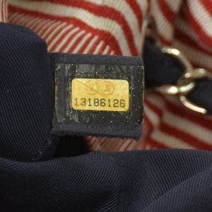 CHANEL シャネル ココカバスGM チェーントートバッグ A46887 13番台 ココマーク デニム キャンバス ストライプ シルバー金具 美品 中古 4b007857