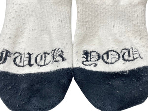 CHROME HEARTS Socks Logo Embroidery Yellow Gray White Cotton Good Used 4c071028