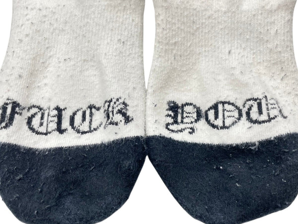 CHROME HEARTS Socks Logo Embroidery Yellow Gray White Cotton Good Used 4c071028