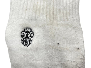 CHROME HEARTS Socks Logo Embroidery Yellow Gray White Cotton Good Used 4c071028