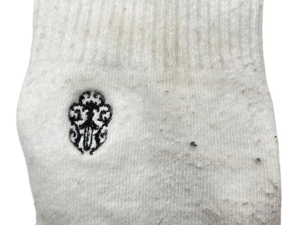 CHROME HEARTS Socks Logo Embroidery Yellow Gray White Cotton Good Used 4c071028