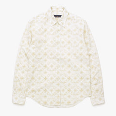 極美品 LOUIS VUITTON ルイヴィトン 長袖シャツ RM232M ZR6 HPS33W サイズS モノグラム柄 ホワイト ベージュ 中古 4a007202