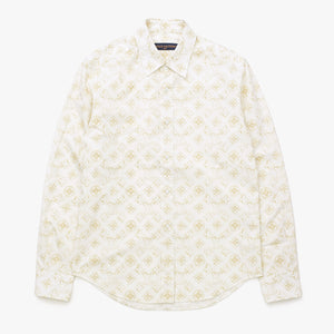 極美品 LOUIS VUITTON ルイヴィトン 長袖シャツ RM232M ZR6 HPS33W サイズS モノグラム柄 ホワイト ベージュ 中古 4a007202