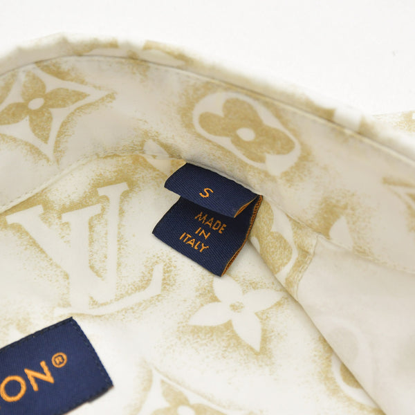 極美品 LOUIS VUITTON ルイヴィトン 長袖シャツ RM232M ZR6 HPS33W サイズS モノグラム柄 ホワイト ベージュ 中古 4a007202