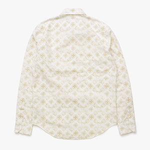 極美品 LOUIS VUITTON ルイヴィトン 長袖シャツ RM232M ZR6 HPS33W サイズS モノグラム柄 ホワイト ベージュ 中古 4a007202